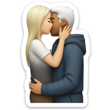 Straight Couple passionate kiss + hug sticker