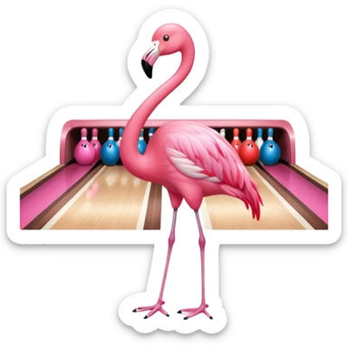 Flamingo playing bowling  sticker