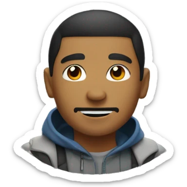 young man with fu-man-chu on top of a mountain sticker