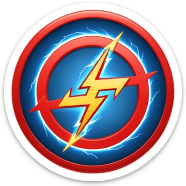Red and blue lightening in a circle shape with effects like real lightening  sticker