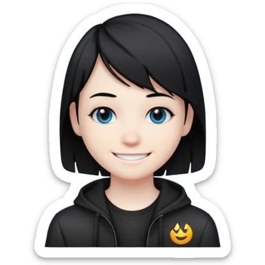 goth emo black hair peak and cool emoji sticker