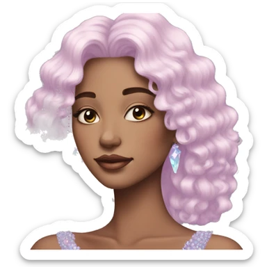 Gorgeous Pastel Lady with crystals in hair aesthetic sticker