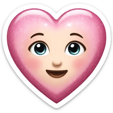 baby pink heart with glitter sticker