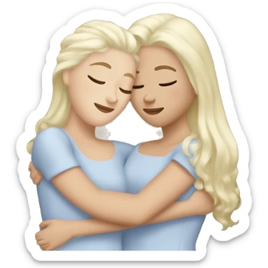 Three white sisters hugging blond hair, white hair, brown hair sticker