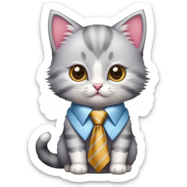 kitten wearing a big necktie sticker