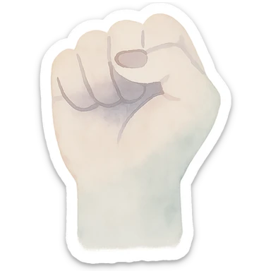 a closed fist, watercolor style, no text sticker