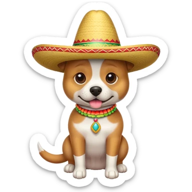 Dog wearing Mexican hat sticker
