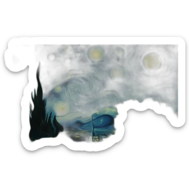tableau nuit étoilée de van gogh sticker