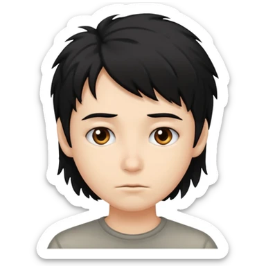 Cabelo bagunçado meio pequeno preto com cor de pele branca sticker