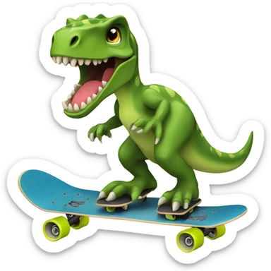 Dinosaur skate boarding  sticker