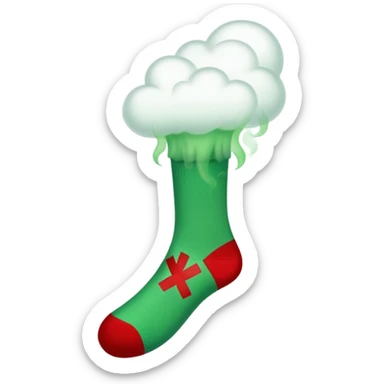 green smoke hovering above socks with Red X covering the entire sock sticker