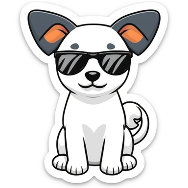 Ziva the american Stafford mixed with pitbull black and white dog with subglasses sticker