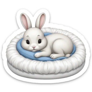 cartoon rabbit sleeping soundly in a bed sticker