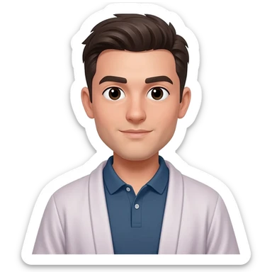 Un emoji con una cara androgena y vestimenta polo con bata sticker