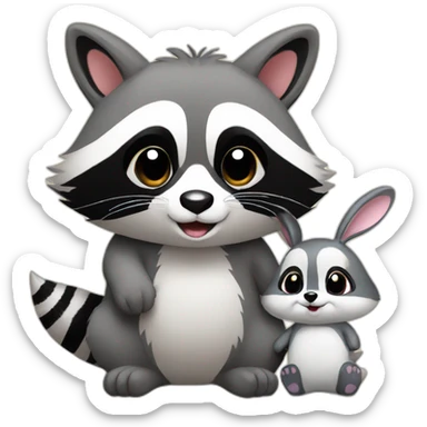 Raccoon with bunny cute sticker