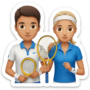 two tennis players of European appearance sticker