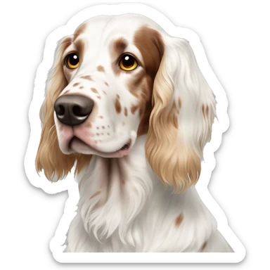 White and light Brown english setter with Brown ear  sticker