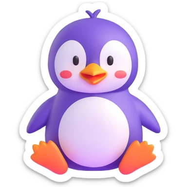 a cute penguin, shiny and playful, 3D emoji style sticker