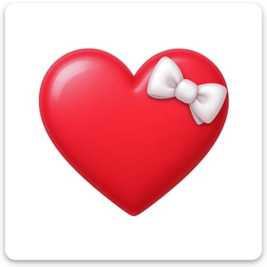 heart emoji, cute and shiny, with a bow accent, no background sticker