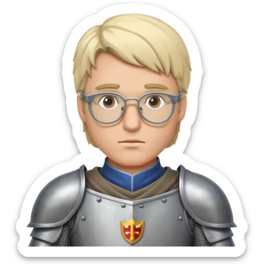 Male knight adjusting glasses — serious focus. sticker