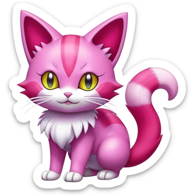 Shiny Skitty-Delcatty-Pokémon-Fakémon-hybrid-creature (full body) sticker