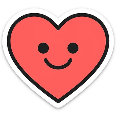 colorful outlined icon of a heart with a smiling face sticker