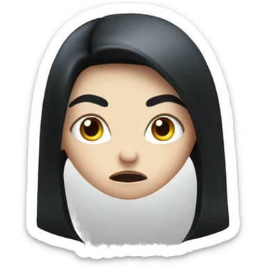 Angry pale girl with very long black hair  sticker