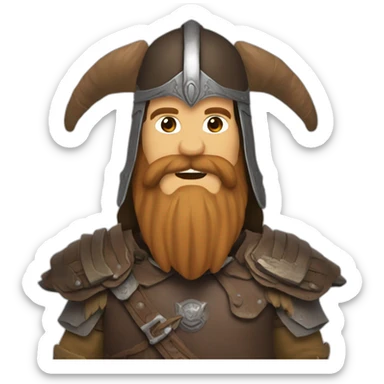 gimli the lord of the rings brown beard wearing helme sticker