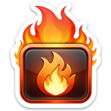 video play button with flames sticker