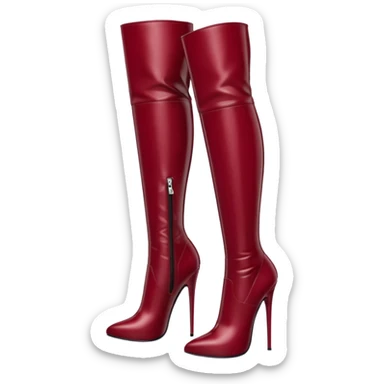 burgundy red latex knee high heel boots sticker