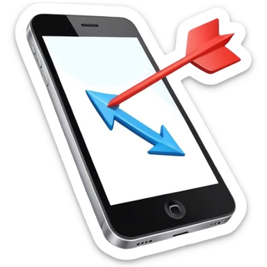 mobile phone and arrow coming out sticker