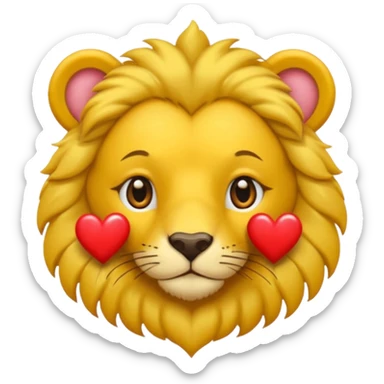 León con corazones en el ojo sticker
