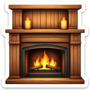 Warm wooden fireplace sticker