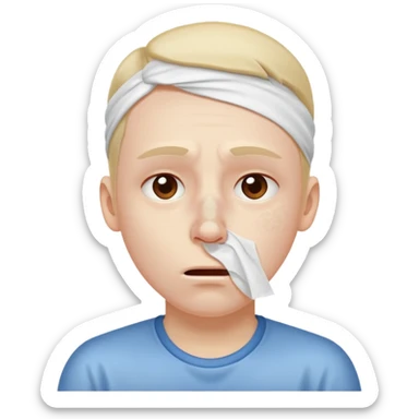sick person with tissue on nose, fever and is shaking. sticker