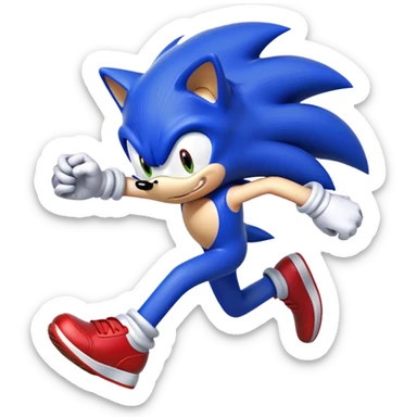 Sonic the Hedgehog running fast with red shoes sticker