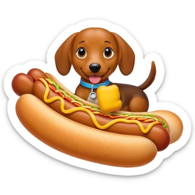 a weiner dog in a hot dog bun doing a thumbs up sticker