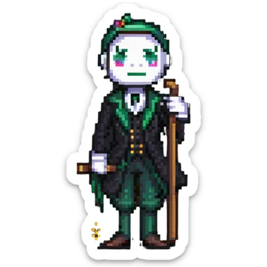 fancy character with cane crossed out with X sticker