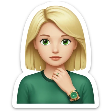 Breitling green faced watch on blonde girl wrist  sticker