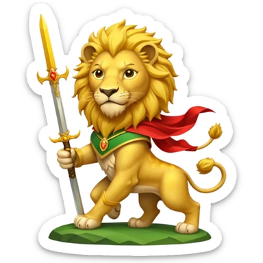 A lion with a sword and the sun on top of it and on the top green and bottom red flag sticker