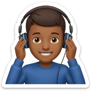 a boy fully takes off his headphone from his head sticker