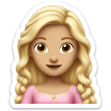 Princess in pink dress and long blonde hair sticker