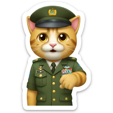 UN gatito haciendo el saludo militar. sticker