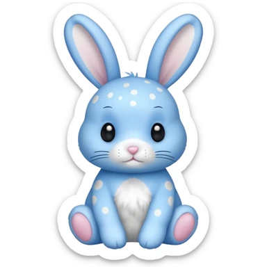 A blue bunnny with polka dots sticker