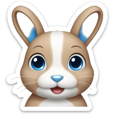 cute bunny with blue eyes, light brown face with white line in the center sticker