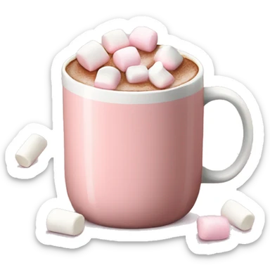 Light Pink mug of hot chocolate with marshmallows  sticker