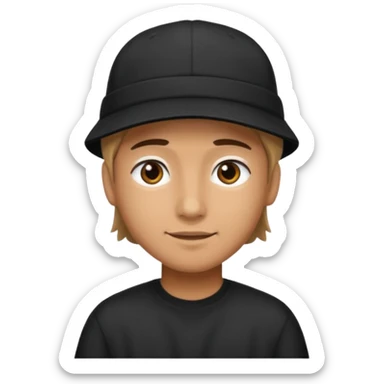 Con un gorro para atras color negro sticker