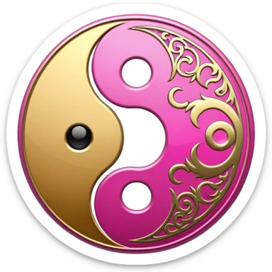 Yin Yang gold and pink sticker