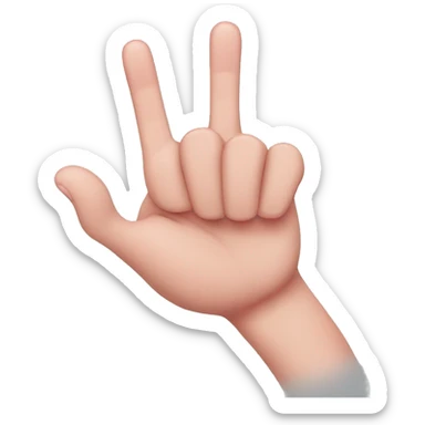 hand with index and pinkie finger extended and middle two fingers joined with thumb sticker