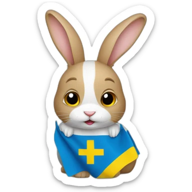 rabbit in a Ukrainian flag sticker