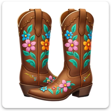 Cowboy boots with flowers in then sticker